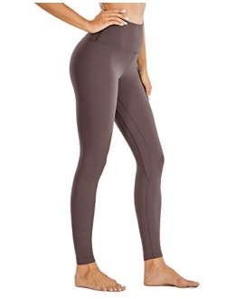 Women's Light-Fleece Yoga Leggings 25'' / 28'' - Warm Matte Brushed Workout Tights High Waisted Athletic Pants