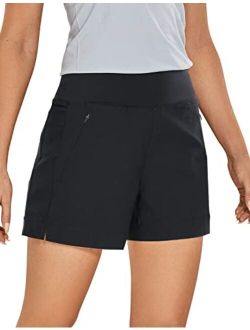 Women's Lightweight Mid Rise Hiking Shorts 4'' - Stretch Athletic Summer Travel Outdoor Golf Shorts Zip Pockets