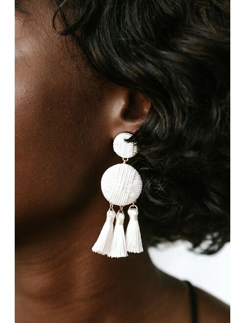 Lulus Afton Ivory Tassel Earrings