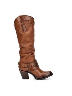 Fashion Cowgirl Womens Boots Golden Color - Cowhide Leather - Handmade - Sizes from 6 to 9.5
