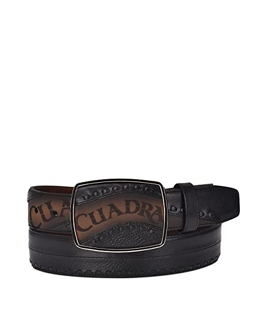 CUADRA men's western belt in genuine leather with laser details black