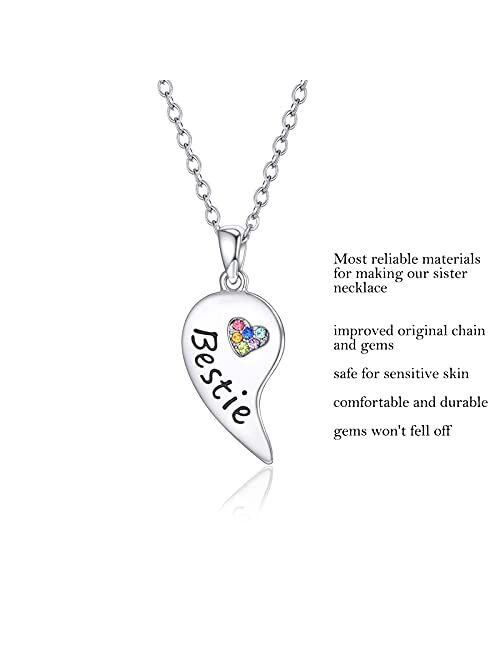 KINGSIN Sister Gifts, Sister Necklace for 2 Big Sister Little Sister Bestie BFF Pendant Necklaces Matching Relationship Birthday Jewelry for Girls Women