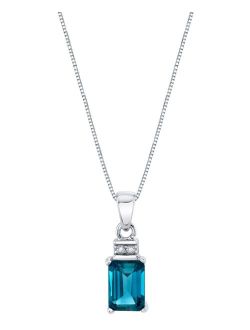 MACY'S Blue Topaz (1-3/8 ct. t.w.) & Diamond Accent 18" Pendant Necklace in 14k White Gold