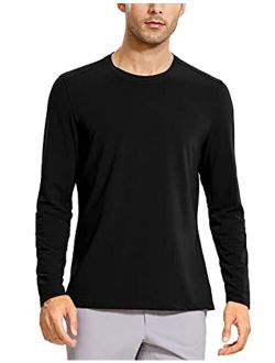 Men's Lightweight Pima Cotton Long Sleeve T-Shirts Loose Fit Fashion Casual Workout Tees