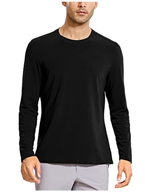 CRZ YOGA Men's Lightweight Pima Cotton Long Sleeve T-Shirts Loose Fit Fashion Casual Workout Tees