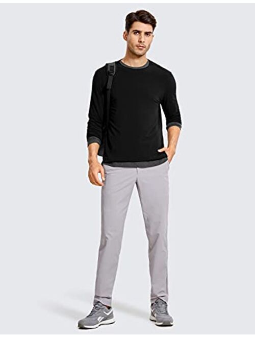 CRZ YOGA Men's Lightweight Pima Cotton Long Sleeve T-Shirts Loose Fit Fashion Casual Workout Tees