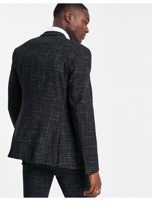 ASOS DESIGN skinny suit jacket with crosshatch in black