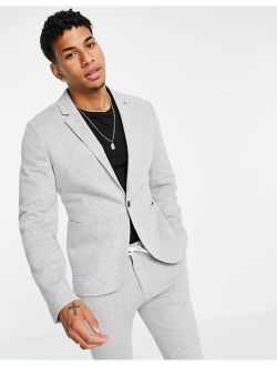 super skinny suit jacket in gray jersey