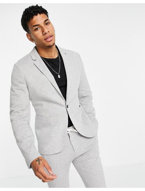 ASOS DESIGN super skinny suit jacket in gray jersey