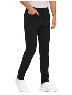 Men's Stretch Golf Pants - 33''/35'' Slim Fit Work Pants Stretch Waterproof 5-Pocket Thick Travel Pants