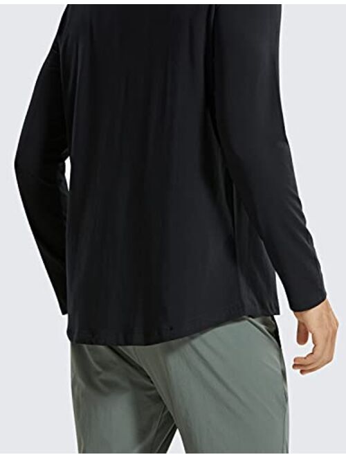 CRZ YOGA Men's Lightweight Pima Cotton Henley Shirts Slim Fit Casual Long Sleeve T-Shirts Fashion Workout