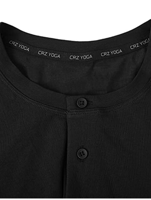 CRZ YOGA Men's Lightweight Pima Cotton Henley Shirts Slim Fit Casual Long Sleeve T-Shirts Fashion Workout