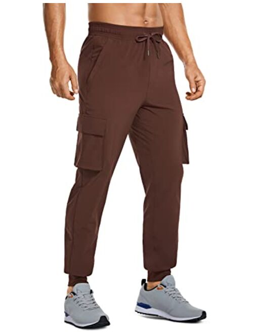 CRZ YOGA Men's Lightweight Cargo Joggers - 30" Quick Dry Hiking Athletic Pants Outdoor Street Causal Pants with Zip Pockets