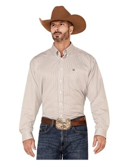 Men's Classic Fit Long Sleeve Button One Open Pocket Stripe Shirt