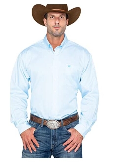 Men's Classic Fit Long Sleeve Button One Open Pocket Stripe Shirt
