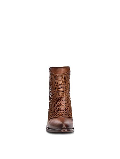 CUADRA Women's Bootie in Genuine Leather with Embroidery and Zipper Brown