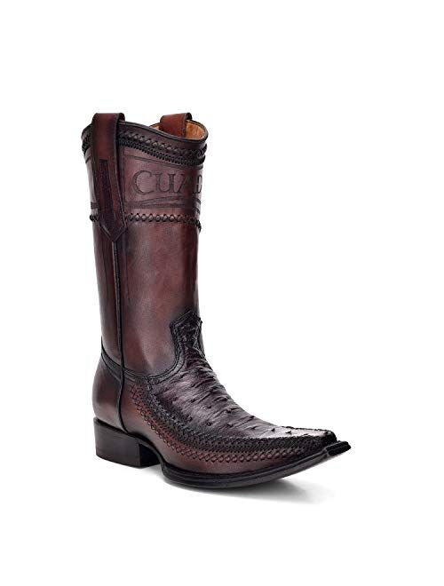 CUADRA Men's Western Boot in Genuine Ostrich Leather and Bovine Leather