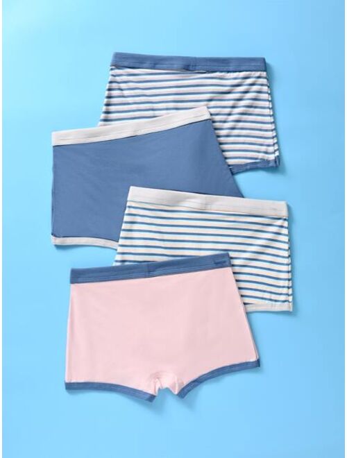 Shein Boys 4pack Striped Contrast Binding Boxer Brief