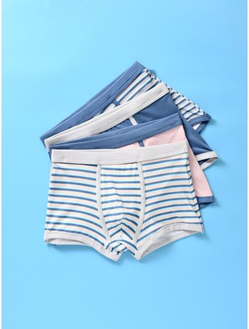 Shein Boys 4pack Striped Contrast Binding Boxer Brief
