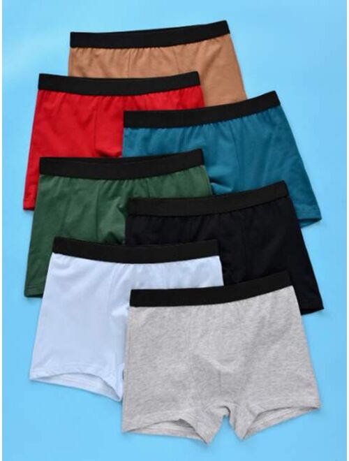 Shein Boys 7pcs Solid Boxer Brief