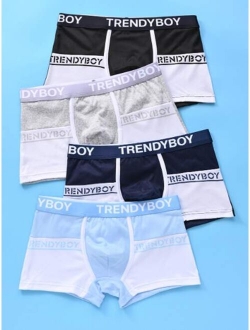 Boys 4pack Two Tone Contrast Letter Tape Boxer Brief