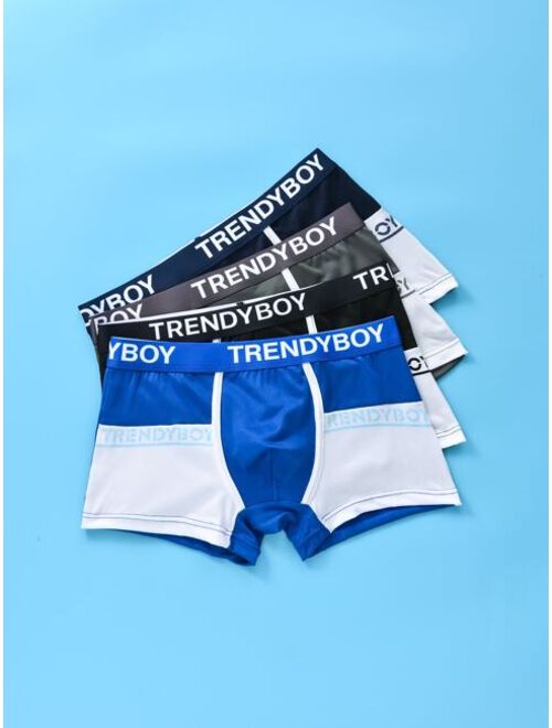 Shein Boys 4pack Two Tone Contrast Letter Tape Boxer Brief