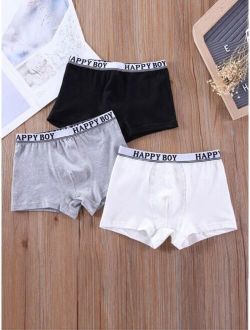 Boys 3pcs Contrast Letter Tape Boxer Brief