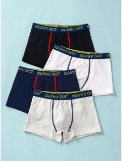 Boys 4pcs Letter Taped Boxer Brief
