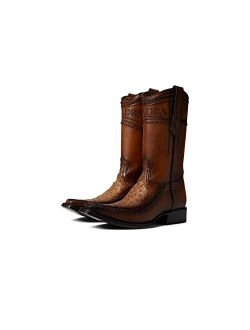 Men's Western Boot in Genuine Ostrich Leather Brown