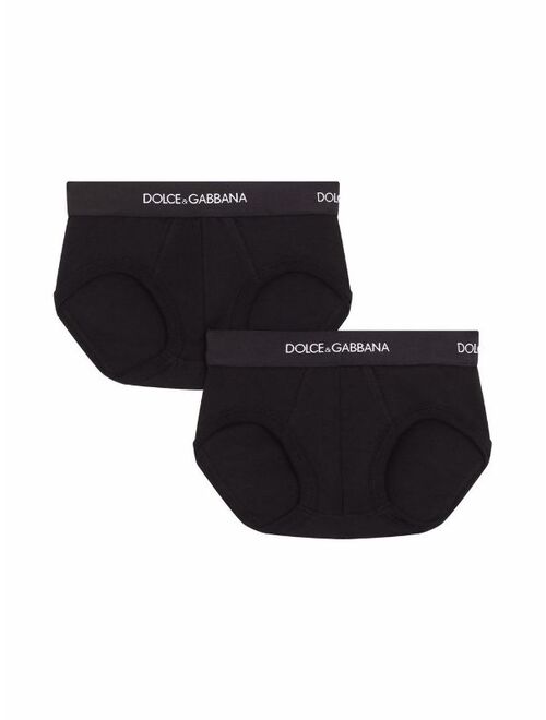 DOLCE & GABBANA KIDS pack of 2 logo-waistband boxer shorts