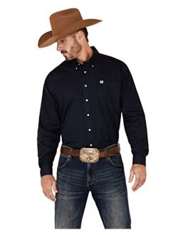 Men's Classic Fit Long Sleeve Button One Open Pocket Solid Shirt