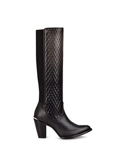 Women's Tall Boot in Bovine Leather with Zipper Black