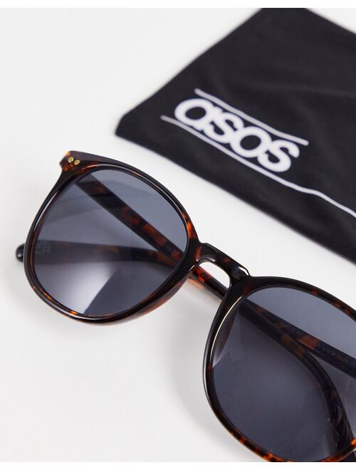 ASOS DESIGN square sunglasses in tortoiseshell recycled frame with smoke lens