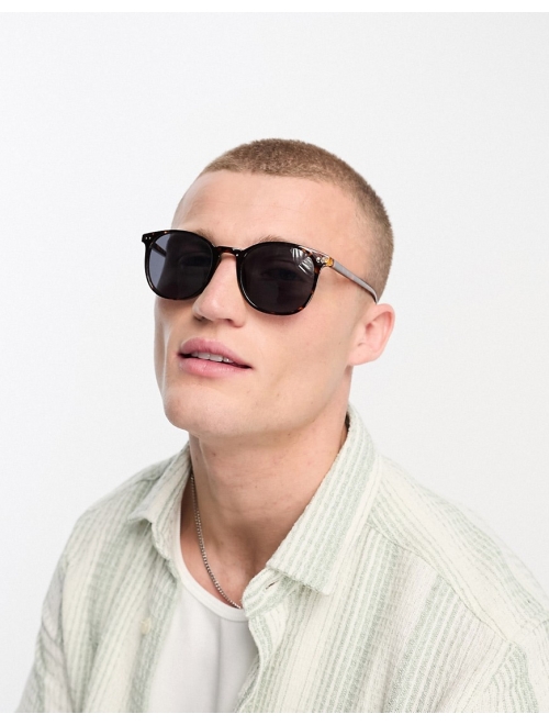 ASOS DESIGN square sunglasses in tortoiseshell recycled frame with smoke lens