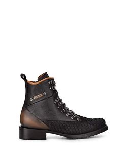 Men's Mining Boot in Genuine Pirarucu Leather and Bovine Leather with Laces and Zipper