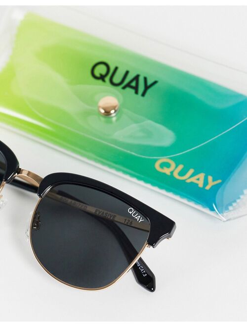 Quay Australia Quay Evasive retro sunglasses with polarized lens in black polar