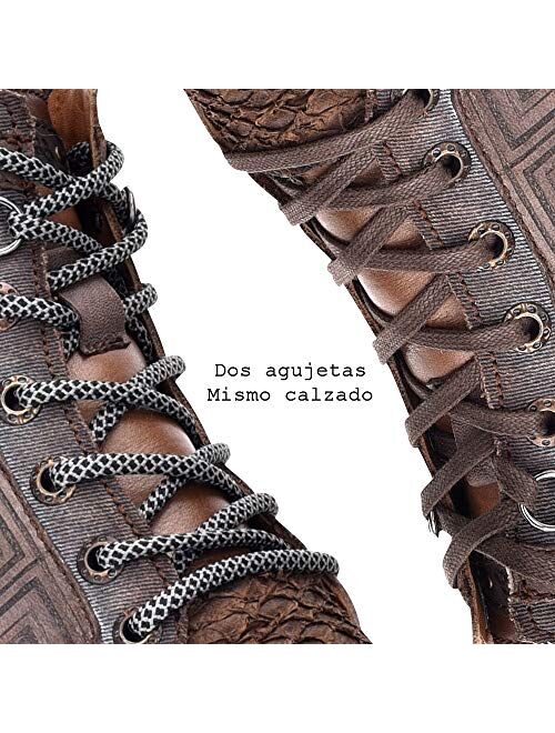 Cuadra Men's Lace Up Boot in Genuine Pirarucu Leather with Zipper Brown