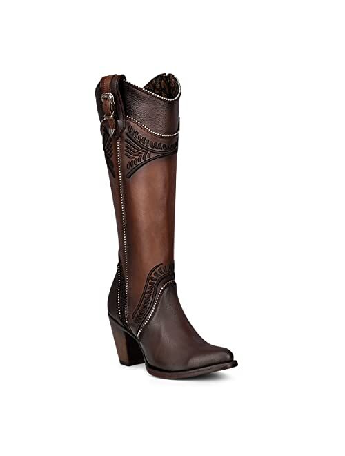 CUADRA Women's Tall Boot in Bovine Leather with Zipper Brown