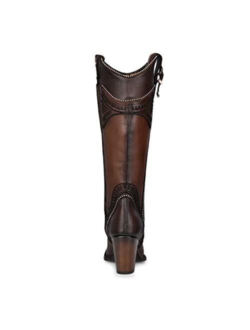 CUADRA Women's Tall Boot in Bovine Leather with Zipper Brown