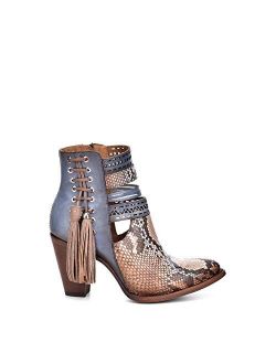 Women's Bootie in Genuine Python Leather with Zipper
