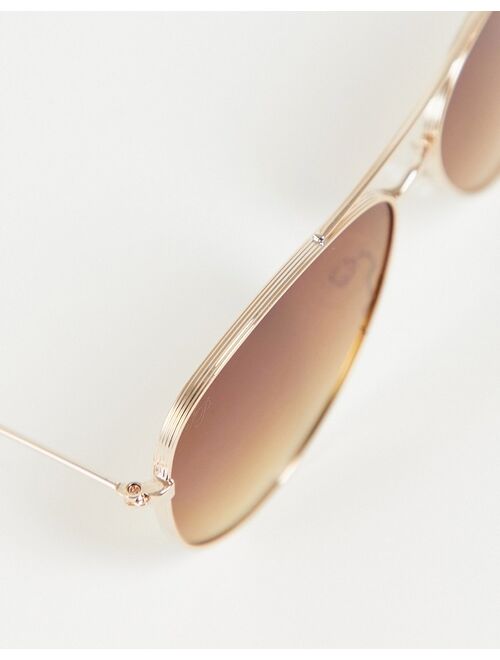 Jeepers Peepers oversize aviator sunglasses in gold with tan lens