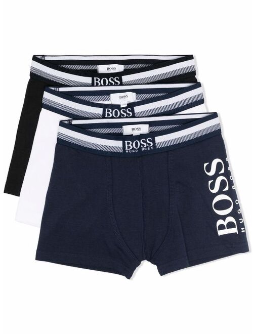 BOSS Kidswear logo-print boxers pack of 3