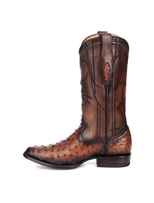 Cuadra Men's Western Boot in Genuine Ostrich Leather Brown