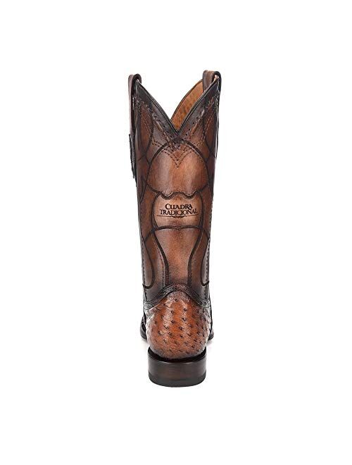 Cuadra Men's Western Boot in Genuine Ostrich Leather Brown