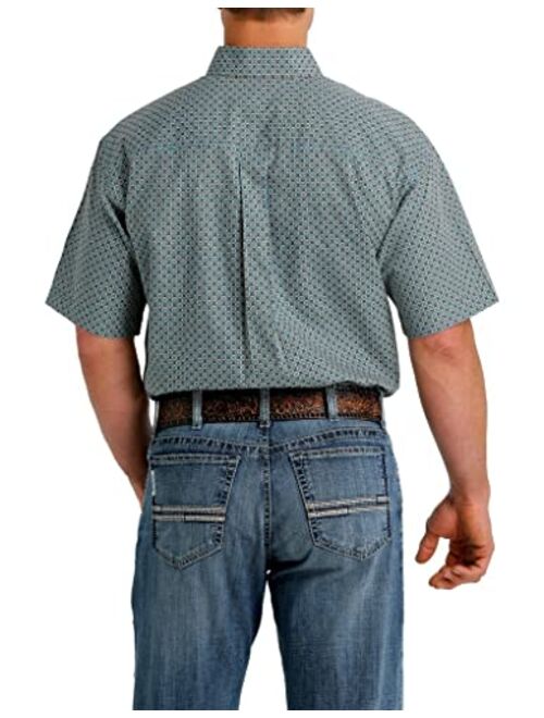 Cinch Men's Blue Medallion Geo Print Short Sleeve Button-Down Western Shirt