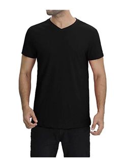 Plain Long Sleeve Shirt Men - Grey & Black Soft Cotton V Neck Full Sleeves Jersey