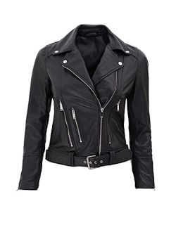 Asymmetrical Womens Leather Jacket - Real Lambskin Leather Jackets for Women