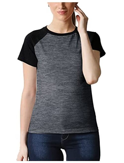 Decrum Raglan Shirts for Women - Womens Soft Sports Jersey Short and Long Sleeves Baseball Tee