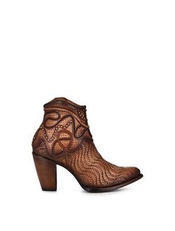 Women's Bootie in Genuine Leather Brown