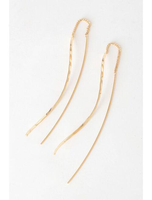 Lulus Thread Count Gold Threader Earrings